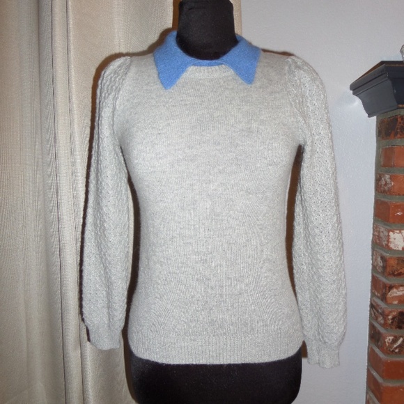 T 5.VACUUM WOMEN'S Gray and Light Blue KNIT Sweate - Picture 2 of 6